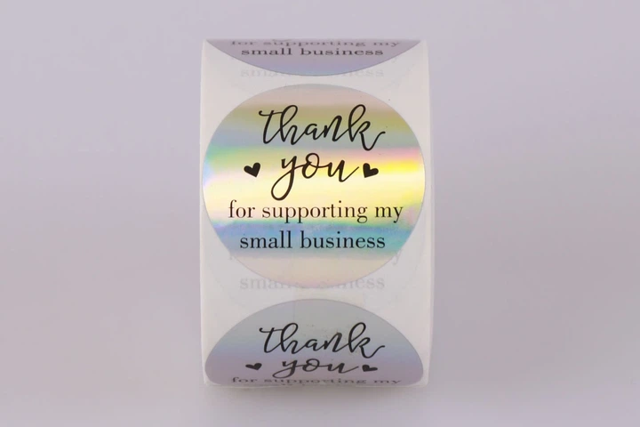 Наклейки (этикетки) самоклеящиеся рулонные для упаковки товаров "Thank you" черные, 3.8 см, 500 шт./рулон скрапбукинг, декор - Фото 2 Наклейки (этикетки) самоклеящиеся рулонные для упаковки товаров "Thank you" черные, 3.8 см, 500 шт./рулон скрапбукинг, декор - изображение 2