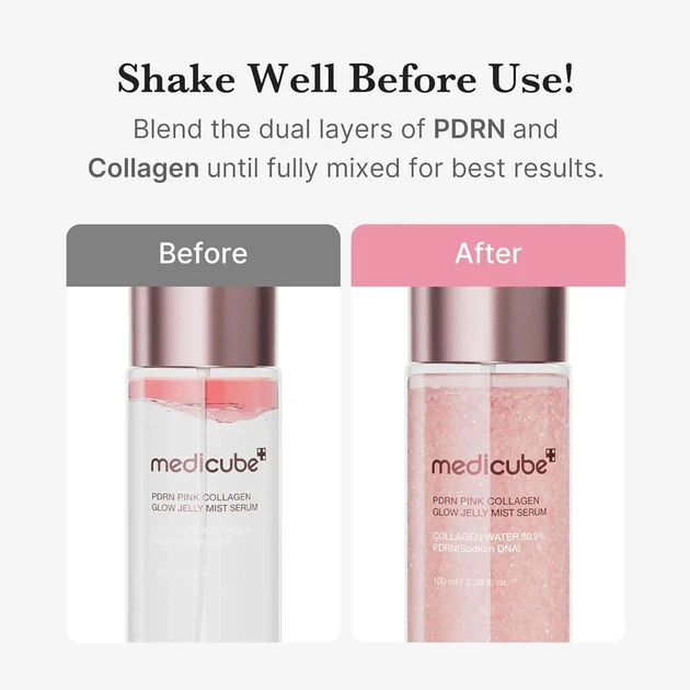 Зволожуюча сироватка міст з колагеном і PDRN для сяйва шкіри Medicube PDRN Pink Collagen Glow Jelly Mist Serum 100 мл - Фото 2 Зволожуюча сироватка міст з колагеном і PDRN для сяйва шкіри Medicube PDRN Pink Collagen Glow Jelly Mist Serum 100 мл - зображення 2