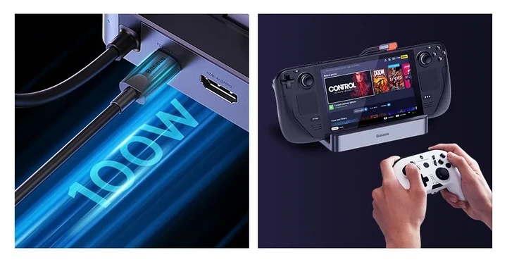 Док-станция Baseus GamerX 6-в-1 для Steam Deck, Steam Deck OLED, ASUS ROG Ally, Lenovo Legion Go, Nintendo Switch, HDMI 4K@60Hz, PD 100W, LAN - изображение 2