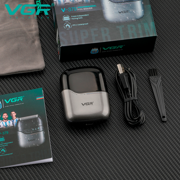 Электробритва шейвер VGR V 379 двойное лезвие, триммер, водонепроницаемая IPX7 - Фото 3 Электробритва шейвер VGR V 379 двойное лезвие, триммер, водонепроницаемая IPX7 - изображение 3