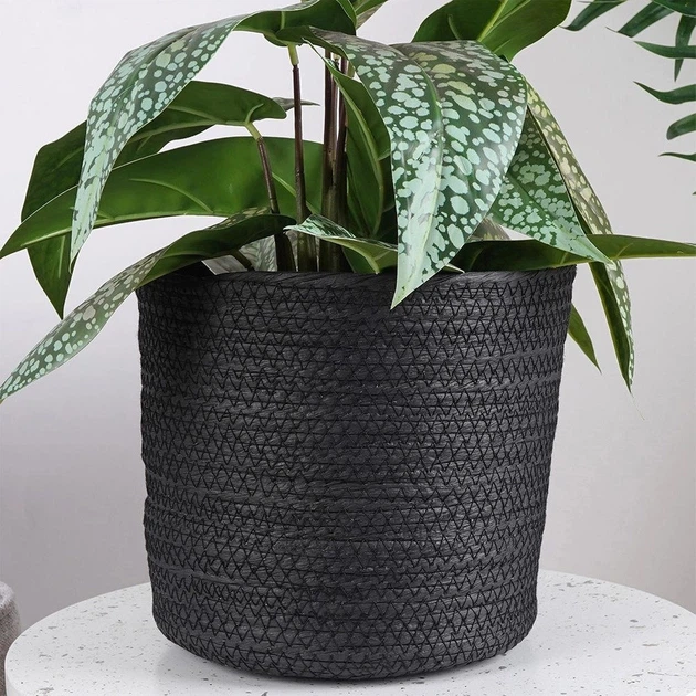 Osłonka na doniczkę Vilde 23 x 22 cm Czarna - obraz 2