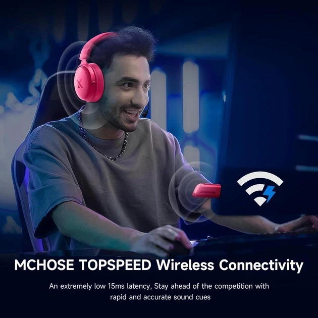 Ігрові бездротові навушники Mchose V9 Pro 7.1 Sound, Bluetooth, 2.4G Pink - Фото 6 Ігрові бездротові навушники Mchose V9 Pro 7.1 Sound, Bluetooth, 2.4G Pink - изображение 6