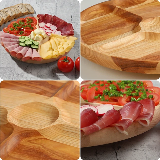 Taca do serwowania przekąsek Kadax obrotowa z drewna naturalnego 33.5 cm (5903699481264) - obraz 2