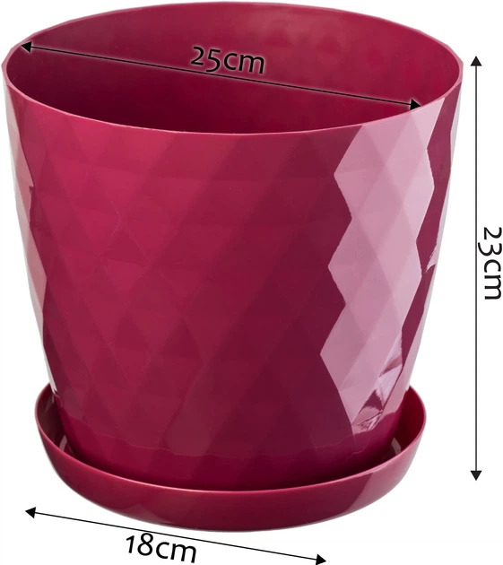 Горщики для квітів Kadax Amily з підставками 25 см 3 шт. Амарантові (K10614) - зображення 6