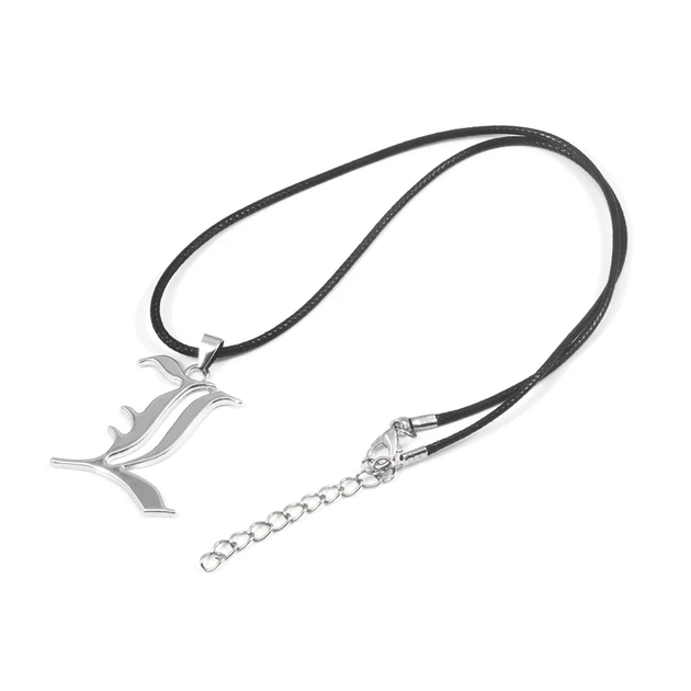 Кулон с аниме Death Note эмблема L подвеска Тетрадь смерти на шнурке серебристый - изображение 5