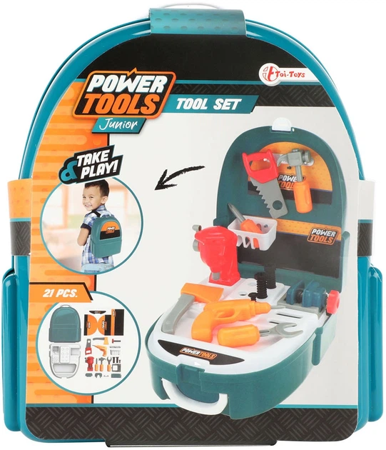 Набір іграшок Toi-Toys Електроінструменти в рюкзаку 21 елемент 38424A (8719904384247) - зображення 2
