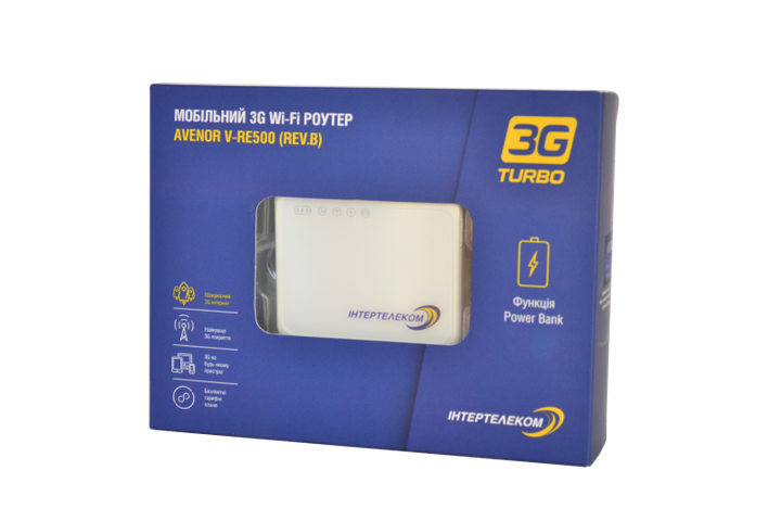 WiFi роутер 3G модем Avenor V-RE500 для Інтертелеком до 14,7 Мбіт/с з функцією Power Bank - Фото 2 WiFi роутер 3G модем Avenor V-RE500 для Інтертелеком до 14,7 Мбіт/с з функцією Power Bank - зображення 2