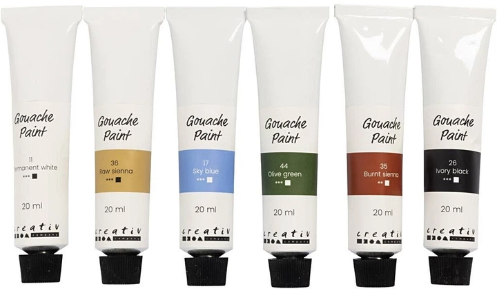 Zestaw farb gwaszowych Creativ Company naturalne kolory 6 x 20 ml (5712854788328) - obraz 2