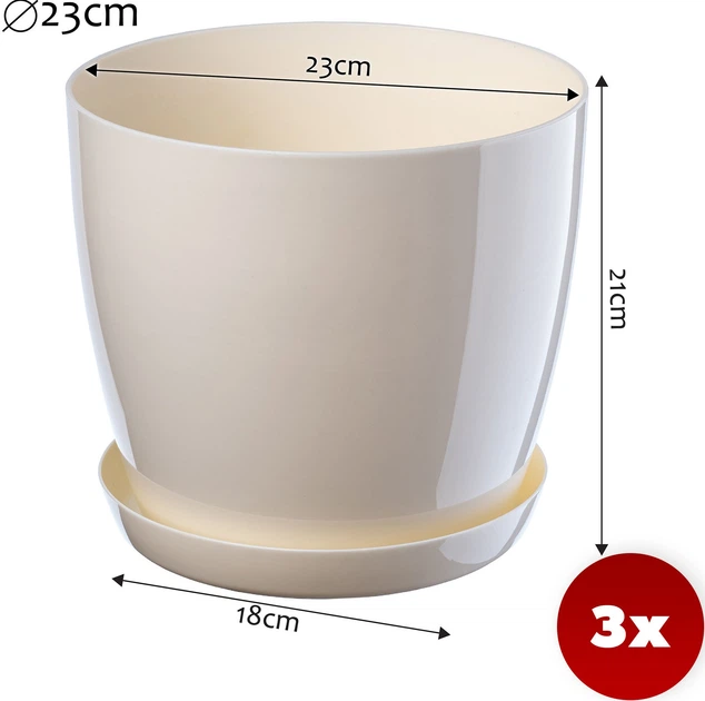 Горщик Kadax Agen з підставкою 23 см 3 шт. Кремовий (K8140) - зображення 3