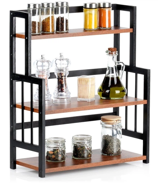 Półka kuchenna Vilde drewniana 3 poziomowa Brązowa (5904316492496) - obraz 2