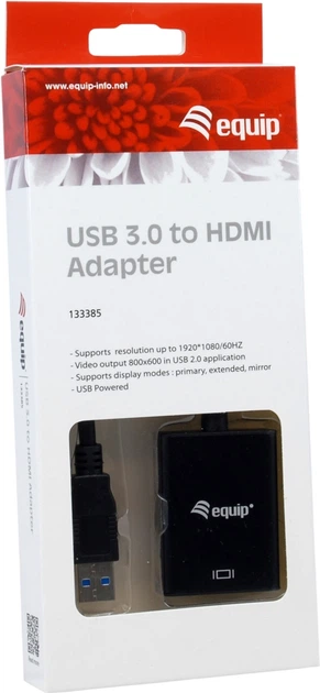 Адаптер Equip USB-A Male to HDMI Female 0.15 м Black (133385) - зображення 4