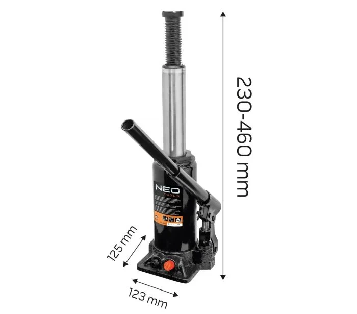 Домкрат гідравлічний пляшковий, 10 т, 230-460 мм NEO TOOLS 10454 - изображение 2