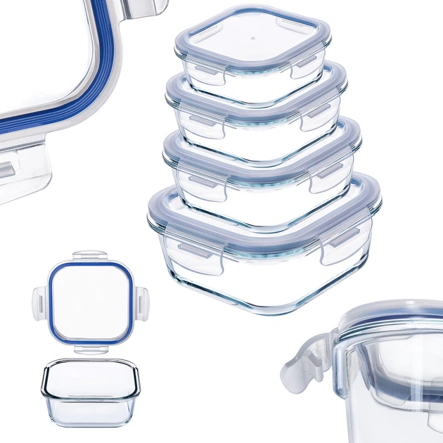 Набір контейнерів для їжі Kadax скляні з кришками та ущільнювачами 4 шт (5903699483213) - зображення 2