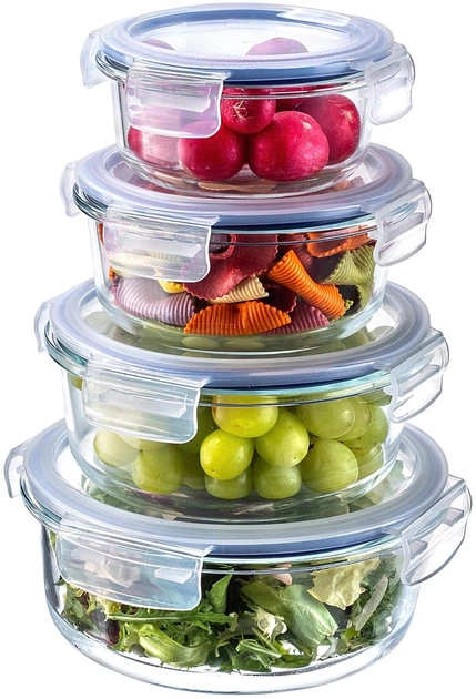 Набір контейнерів для їжі Kadax скляні з кришками та ущільнювачами 4 шт (5903699483220) - зображення 2