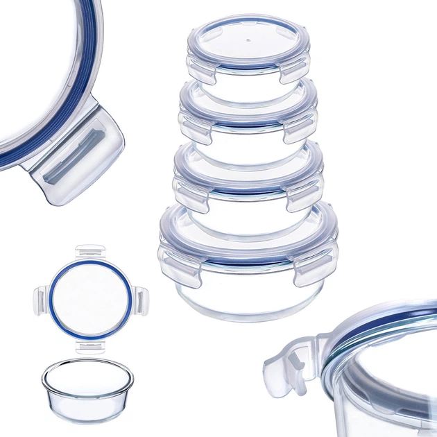 Набір контейнерів для їжі Kadax скляні з кришками та ущільнювачами 4 шт (5903699483220) - зображення 3