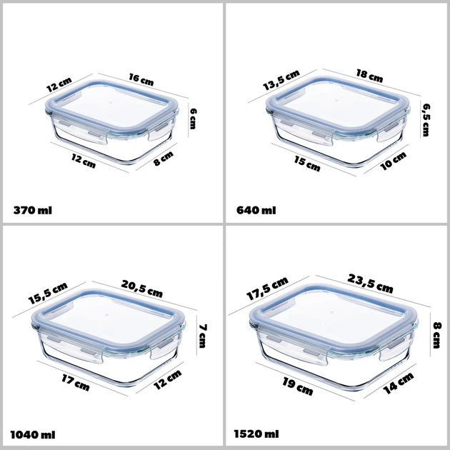 Zestaw pojemników na żywność Kadax szklane z pokrywkami i uszczelkami 4 szt (5903699483206) - obraz 4