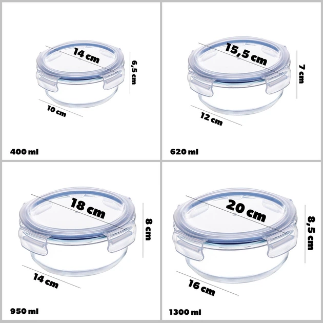 Zestaw szklanych pojemników Kadax z pokrywkami 12 szt (5903699483237) - obraz 4