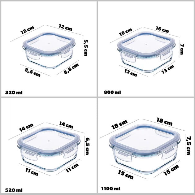 Zestaw szklanych pojemników Kadax z pokrywkami 12 szt (5903699483237) - obraz 6