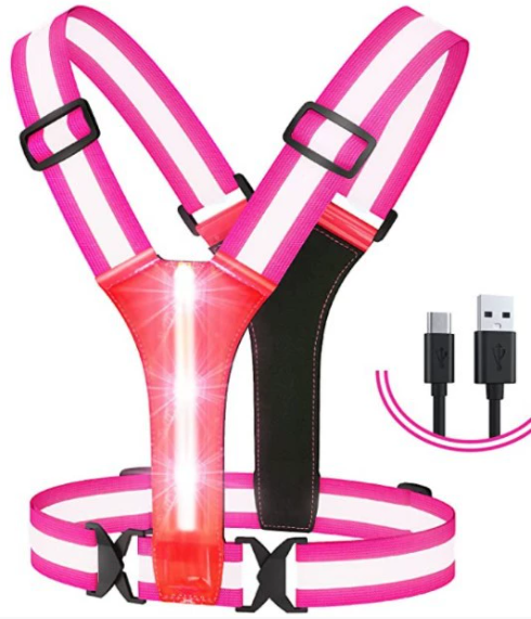 LED світловідбиваючий жилет з підсвіткою USB (для бігу, спорту, велосипеда, роботи), Pink - зображення 3