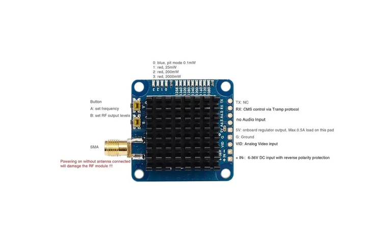 Видеопередатчик MATEK 2W VTX 1G3TE V2 9CH 1.2-1.3GHz - Фото 5 Видеопередатчик MATEK 2W VTX 1G3TE V2 9CH 1.2-1.3GHz - изображение 5