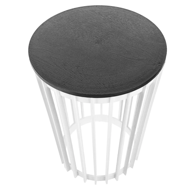 Stolik kawowy Kadax K12548 Aytre okrągły z ażurową konstrukcją 54 cm Czarno-biały (5906638323106) - obraz 2