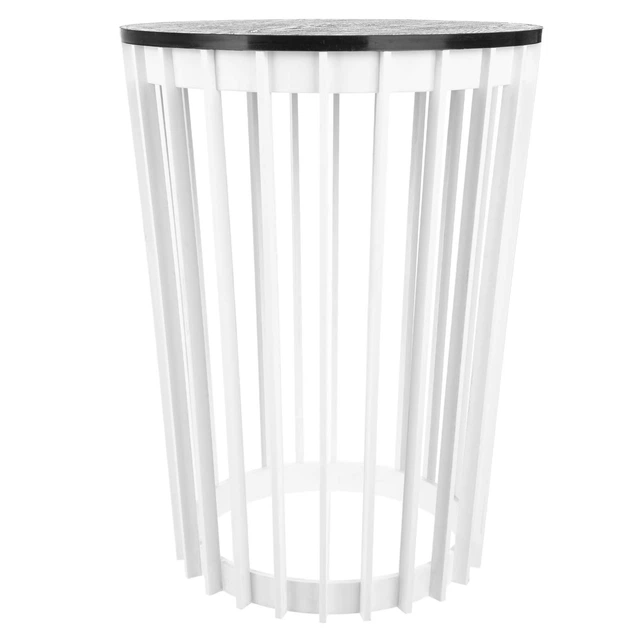 Stolik kawowy Kadax K12548 Aytre okrągły z ażurową konstrukcją 54 cm Czarno-biały (5906638323106) - obraz 3