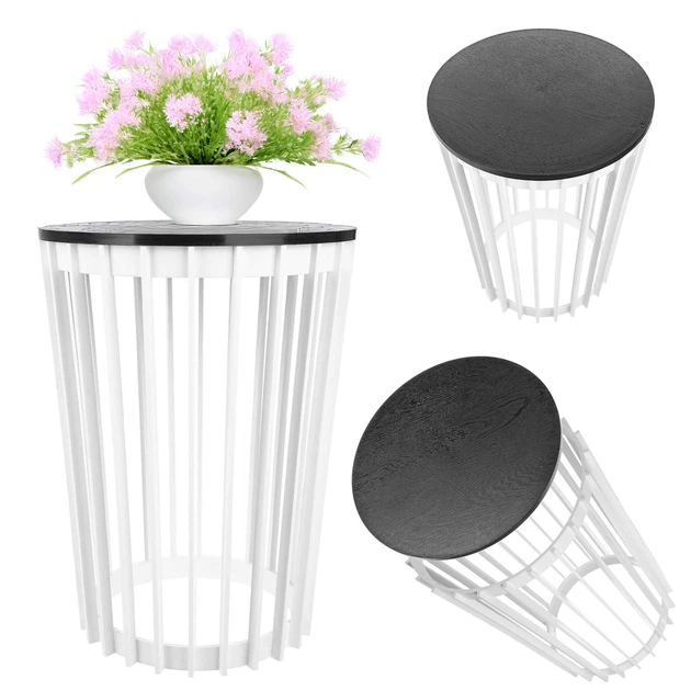 Stolik kawowy Kadax K12548 Aytre okrągły z ażurową konstrukcją 54 cm Czarno-biały (5906638323106) - obraz 8