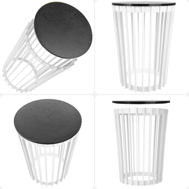 Stolik kawowy Kadax K12548 Aytre okrągły z ażurową konstrukcją 54 cm Czarno-biały (5906638323106) - obraz 9