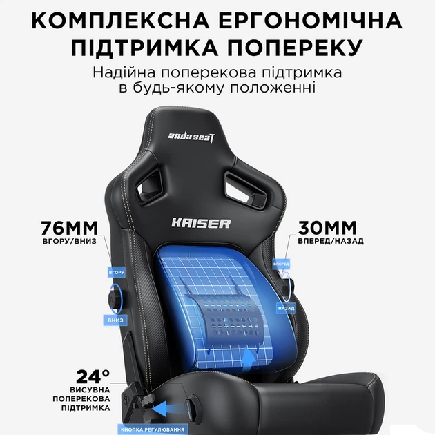 Крісло ігрове Anda Seat Kaiser 4 Grey Fabric Size XL - Фото 14 Крісло ігрове Anda Seat Kaiser 4 Grey Fabric Size XL - изображение 14
