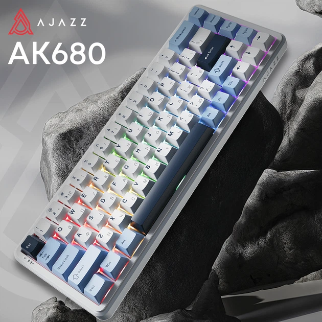 Клавіатура механічна бездротова Ajazz AK680 MAX (8+8K) Magnetic Switch RGB Wireless/BT/USB White - Фото 3 Клавіатура механічна бездротова Ajazz AK680 MAX (8+8K) Magnetic Switch RGB Wireless/BT/USB White - зображення 3