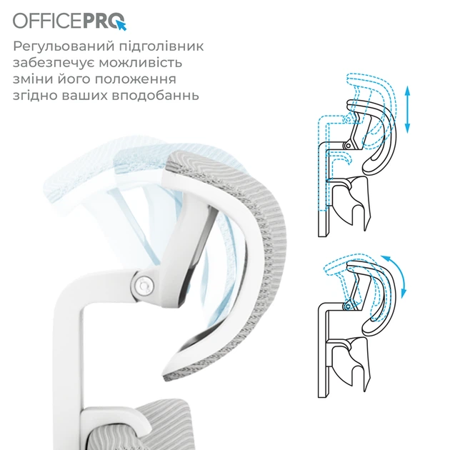 Крісло офісне OfficePro Elegant OC600-W-LG-LG - изображение 13