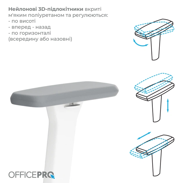 Крісло офісне OfficePro Elegant OC600-W-LG-LG - изображение 14