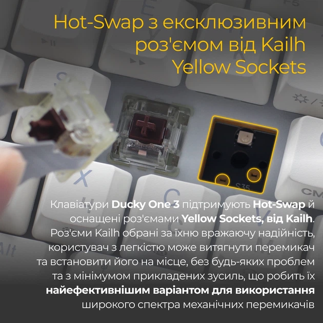 Механічна клавіатура Ducky One 3 Mini Cherry MX Brown RGB White UA - изображение 14