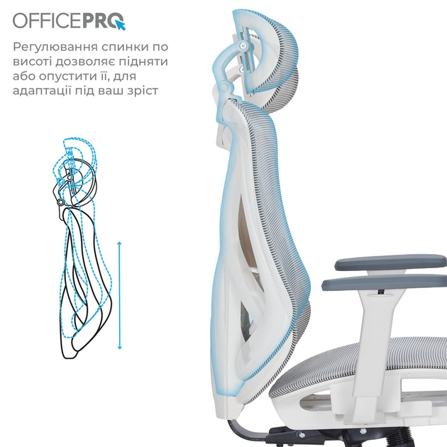 Крісло офісне Officepro Atlas OC630-W-LG-LG - изображение 9