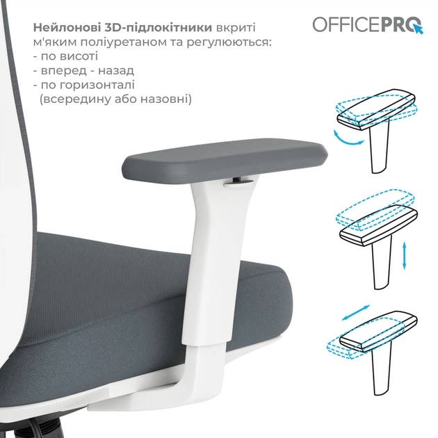 Крісло офісне OfficePro Balance OC550-W-DG-DG - зображення 13