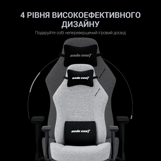 Крісло ігрове Anda Seat Luna L Grey Fabric Size L - изображение 11