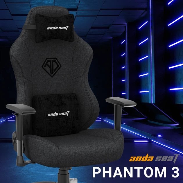 Крісло ігрове Anda Seat Phantom 3 Dark Grey Fabric Size L - Фото 8 Крісло ігрове Anda Seat Phantom 3 Dark Grey Fabric Size L - изображение 8