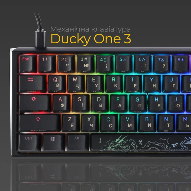 Механічна клавіатура Ducky One 3 Mini Cherry MX Brown RGB Black UA - изображение 7