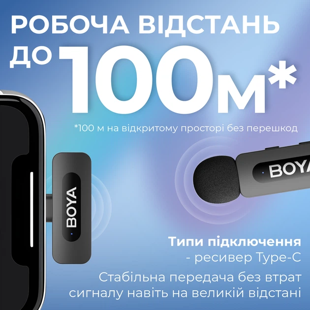 Бездротовий петличний мікрофон BOYA BY-V30 Type-C Black - изображение 9