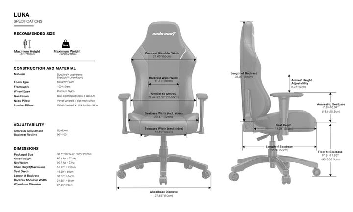 Крісло ігрове Anda Seat Luna Black Size L - зображення 2