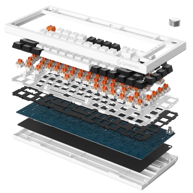 Бездротова механічна клавіатура GamePro Asgard Valhalla (MK160W Pro) 75% QLAB orange switches - Фото 2 Бездротова механічна клавіатура GamePro Asgard Valhalla (MK160W Pro) 75% QLAB orange switches - зображення 2