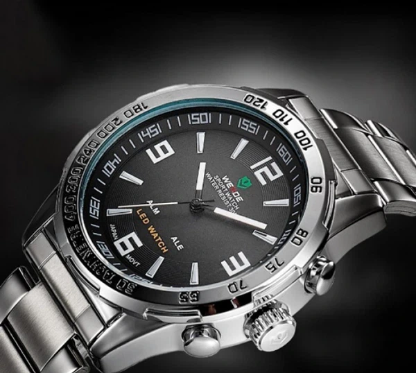 Чоловічий спортивний тактичний годинник Weide Standart Silver - изображение 9