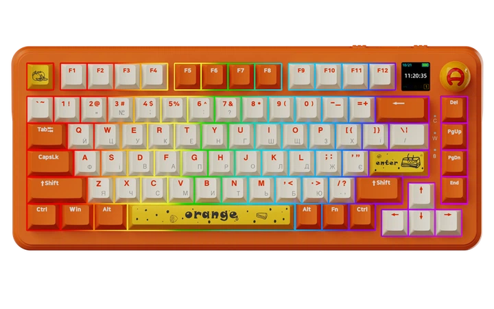 Бездротова механічна клавіатура Ajazz AK820 MAX Avocado Switch Orange-White Theme-RGB--With Screen - зображення 2