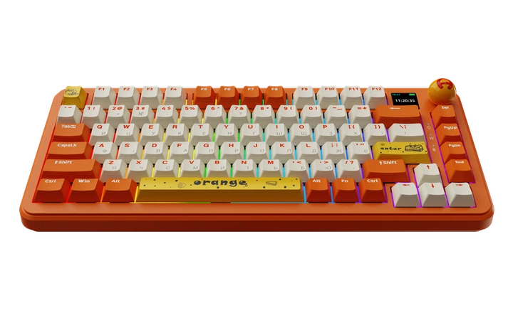 Бездротова механічна клавіатура Ajazz AK820 MAX Avocado Switch Orange-White Theme-RGB--With Screen - зображення 5