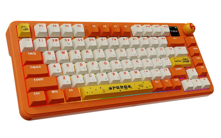Бездротова механічна клавіатура Ajazz AK820 MAX Avocado Switch Orange-White Theme-RGB--With Screen - зображення 6
