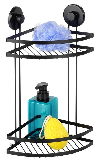 Полиця для душу Bathroom Solutions 567009 на присосках металева 2-рівнева Чорна (8721037111737) - зображення 4