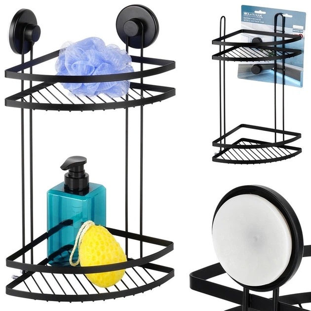 Полиця для душу Bathroom Solutions 567009 на присосках металева 2-рівнева Чорна (8721037111737) - зображення 5