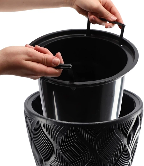 Горщик для квітів Kadax Jesi з вставкою 30 см Чорний (K4345) - зображення 2