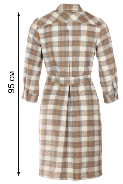 Жіноча сукня в клітинку з вовни LadyLike 46 Бежевий (ll2142265549400) - Фото 3 Жіноча сукня в клітинку з вовни LadyLike 46 Бежевий (ll2142265549400) - зображення 3