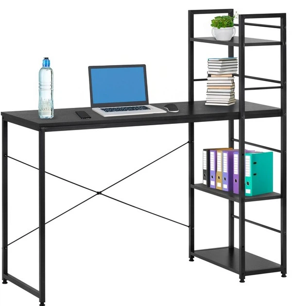 Biurko komputerowe SPRINGOS HF0046 regał z półkami Czarny (5908455305044) - obraz 2